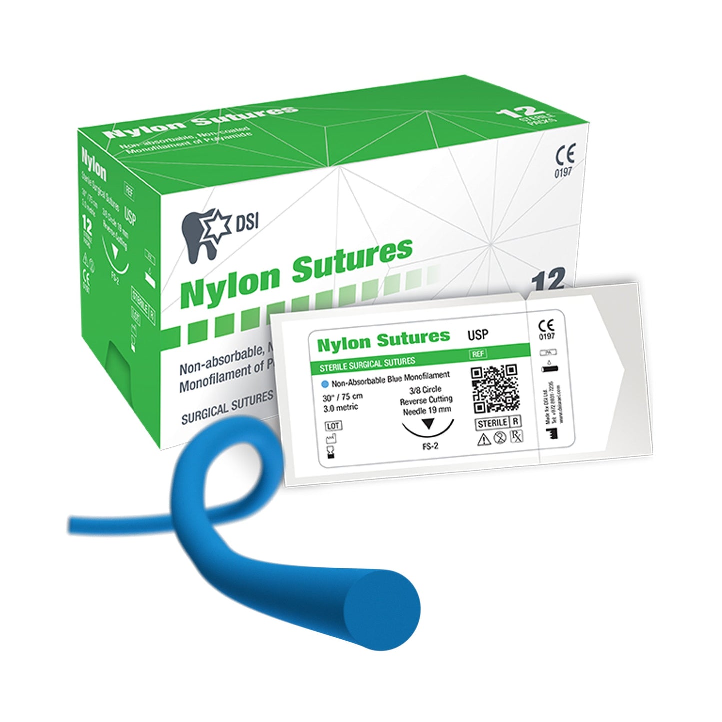 Nylon Monofilament Sutures 12pcs pack