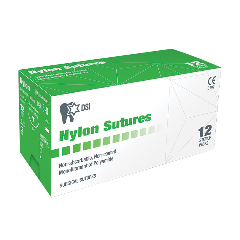 Nylon Monofilament Sutures 12pcs pack, Needle 13mm