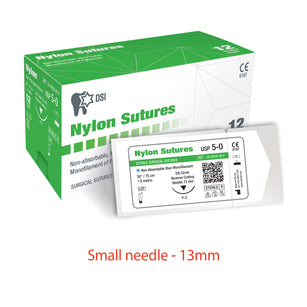 Nylon Monofilament Sutures 12pcs pack, Needle 13mm