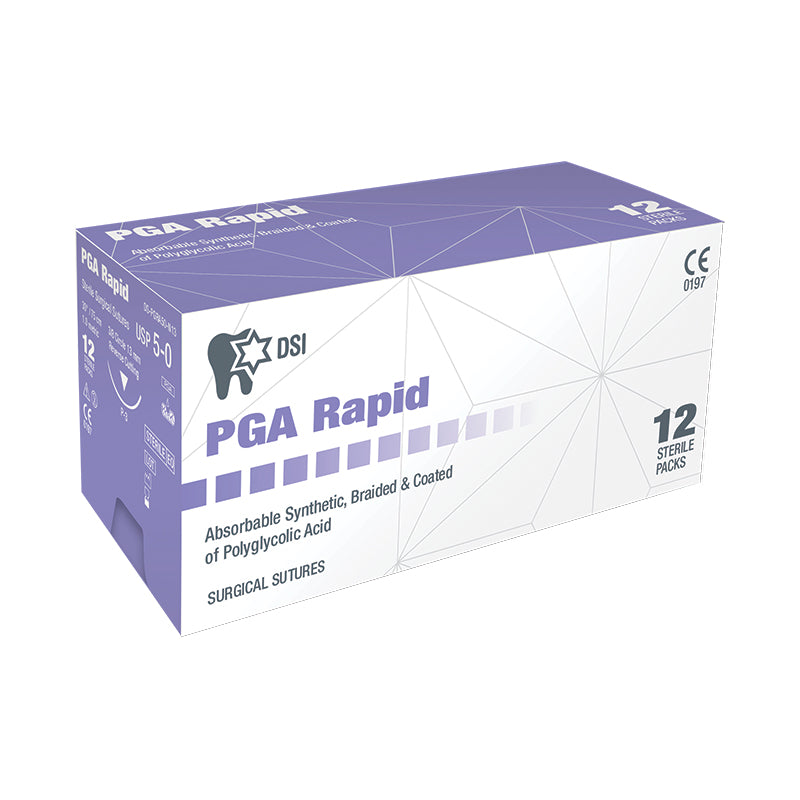 PGA RAPID Sutures 12pcs pack, Needle 13mm