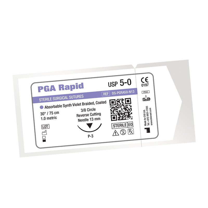 PGA RAPID Sutures 12pcs pack, Needle 13mm