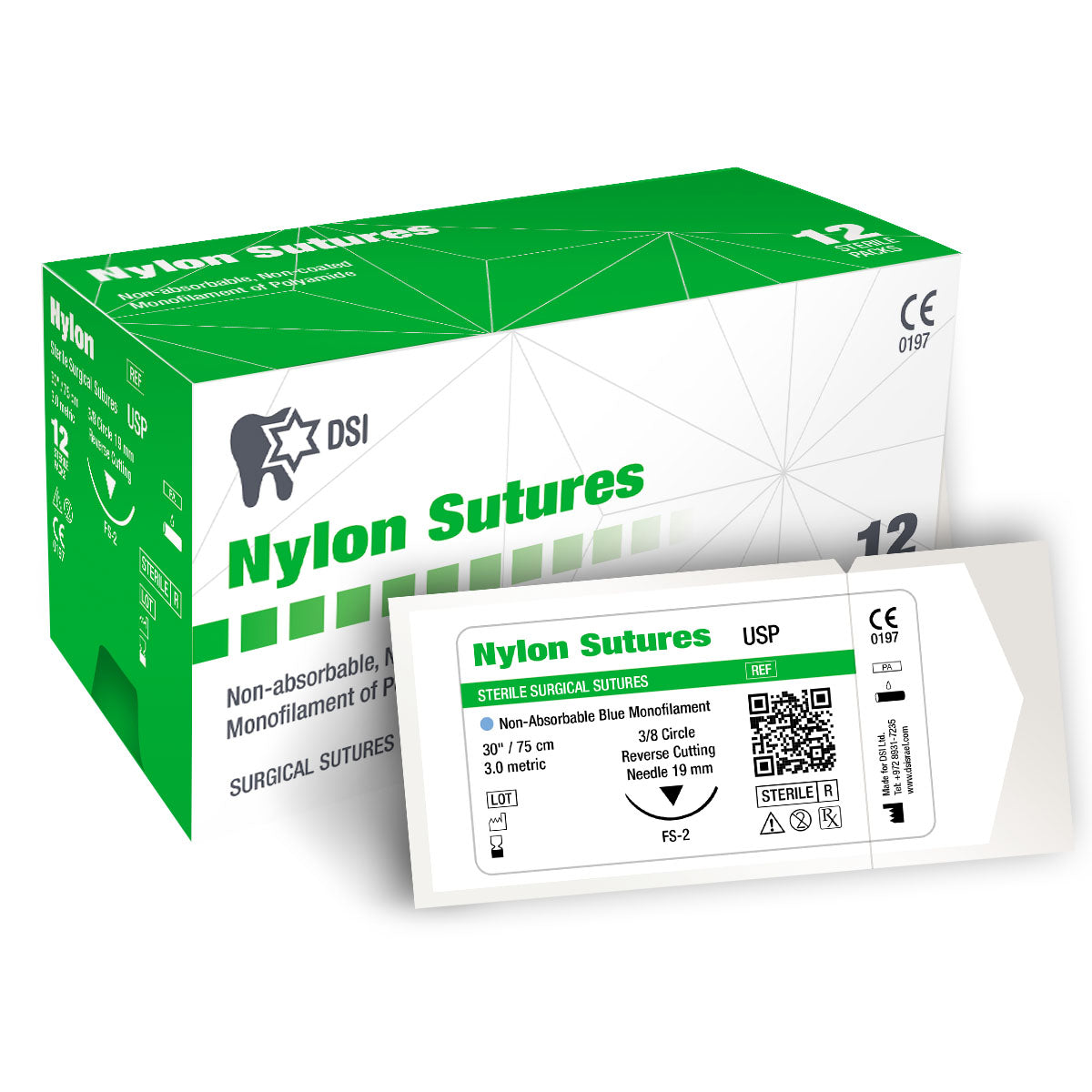 Nylon Monofilament Sutures 12pcs pack